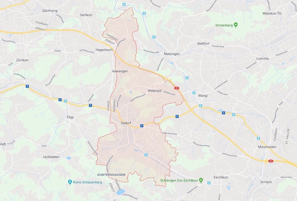 Karte Einzugsgebiet Aadorf-Tänikon